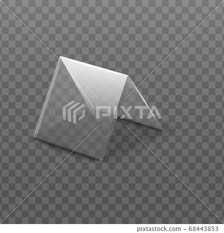 Blank glass tent stand for table number card or advertisement flyer Blank glass tent stand for table number card or advertisement flyer 68443853
