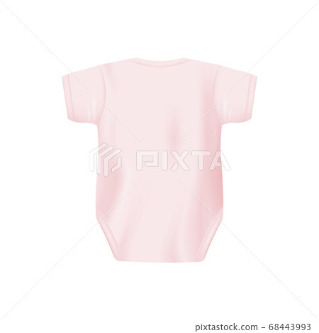 Back of baby pink bodysuit realistic vector template illustration isolated. 68443993