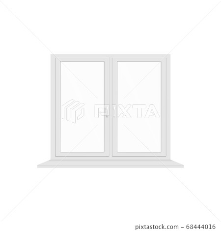Window white plastic modern frame realistic vector illustration mockup isolated. 68444016
