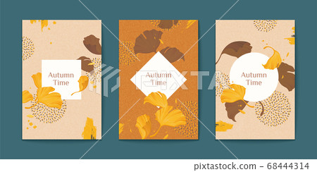 Elegant ginkgo leaves brochure set 68444314