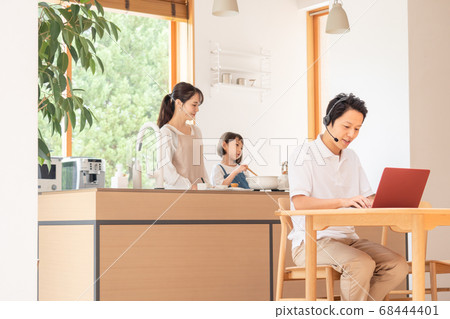 人和家庭在家遠程辦公 68444401