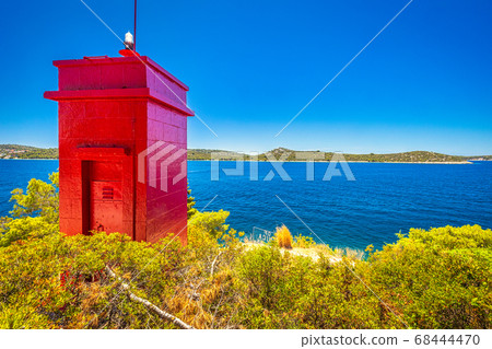Adriatic coast with lighthouse near the Rogoznica Adriatic coast with lighthouse near the Rogoznica 68444470