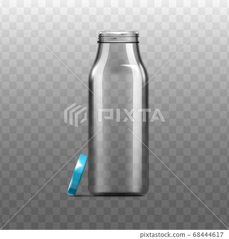 Transparent glass bottle with lid mockup realistic vector illustration isolated. Transparent glass bottle with lid mockup realistic vector illustration isolated. 68444617