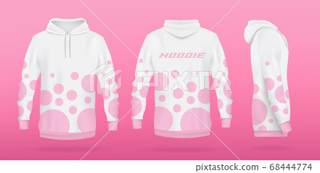White sweatshirt or hoodie template realistic vector illustration isolated. 68444774