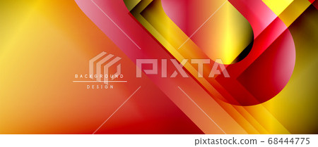 Vector geometric abstract background with lines and modern forms. Fluid gradient with abstract round shapes and shadow and light effects 68444775