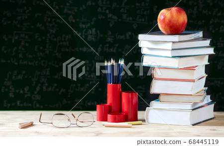 back to school concept pile of books against back to school concept pile of books against 68445119