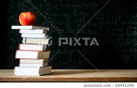 back to school concept pile of books against back to school concept pile of books against 68445208