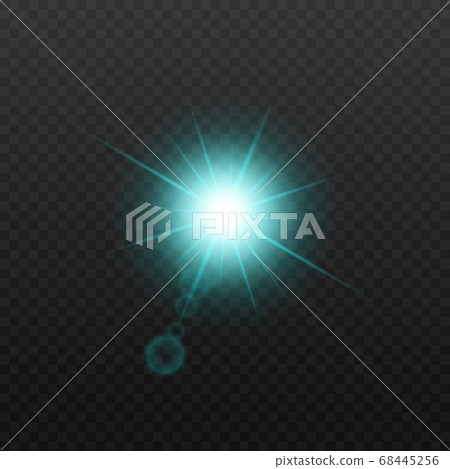 Isolated green star flash with lens flare isolated on dark background Isolated green star flash with lens flare isolated on dark background 68445256