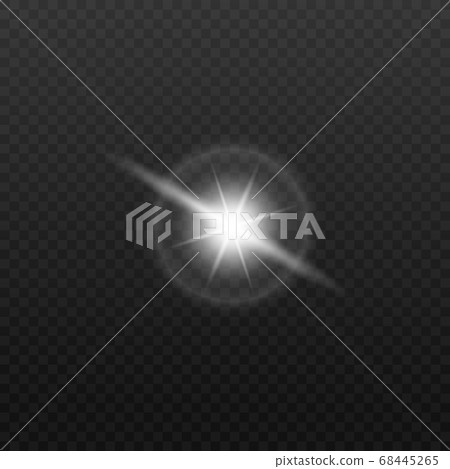 Realistic white light star inside round lens flare isolated on dark transparent background Realistic white light star inside round lens flare isolated on dark transparent background 68445265