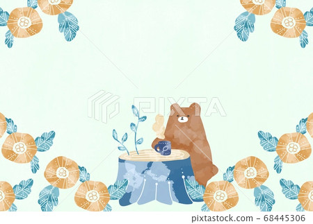 Illustration of a bear having tea in the flower field Illustration of a bear having tea in the flower field 68445306