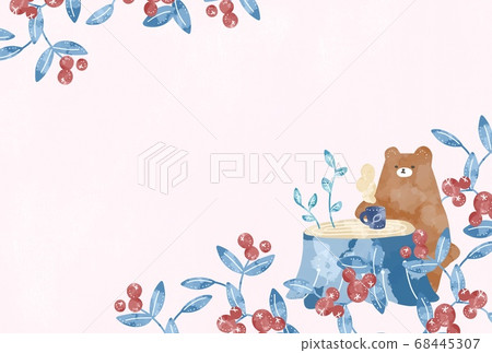 Illustration of a bear having tea in the forest Illustration of a bear having tea in the forest 68445307