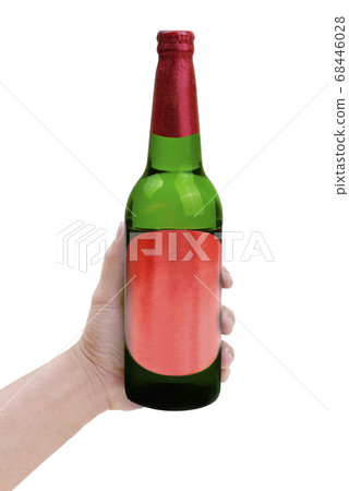 Hand holding alcoholic drink bottle 68446028