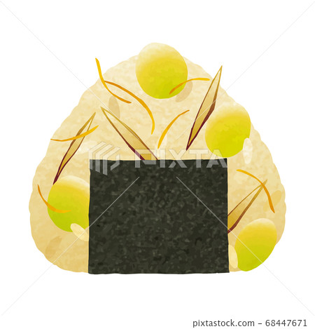 Autumn rice ball series _ Ginkgo boiled rice _ Hand-painted touch colored pencils _ Vector Autumn rice ball series _ Ginkgo boiled rice _ Hand-painted touch colored pencils _ Vector 68447671