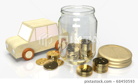 Glass jars with coins and car wood for saving 68450593