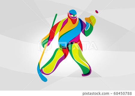 Hockey player goalkeeper abstract color silhouette eps10 Hockey player goalkeeper abstract color silhouette eps10 68450788