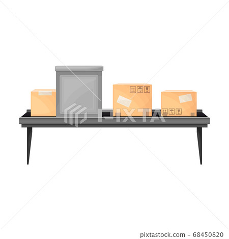 Cardboard Boxes Rested on Conveyor Belt in Custom House Vector Illustration Cardboard Boxes Rested on Conveyor Belt in Custom House Vector Illustration 68450820