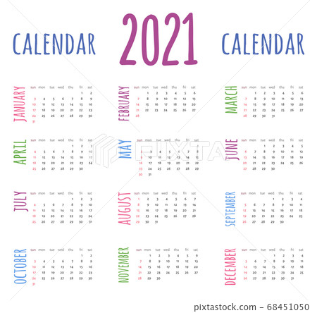 2021 calendar schedule in modern kids colored style 68451050
