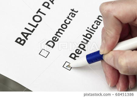 Checklist concept. Voter prepares to vote for 68451386