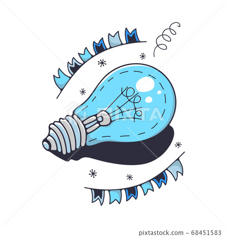 Doodle vector illustration with lightbulb. Isolated on white background. 68451583