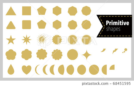 Illustration of a set of primitive shapes that can be used for speech bubbles, hearts, sparkles, etc. 68451595