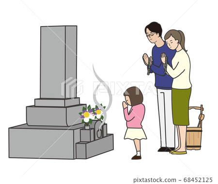 Family visiting the grave Family visiting the grave 68452125