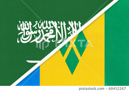 Saudi Arabia and Saint Vincent and the Grenadines, flags Saudi Arabia and Saint Vincent and the Grenadines, flags 68452267