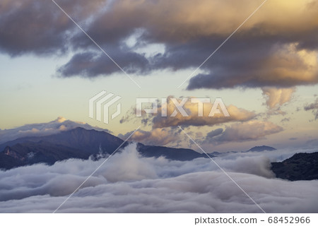 Rice field terraces. Mountain view in the clouds. Rice field terraces. Mountain view in the clouds. 68452966