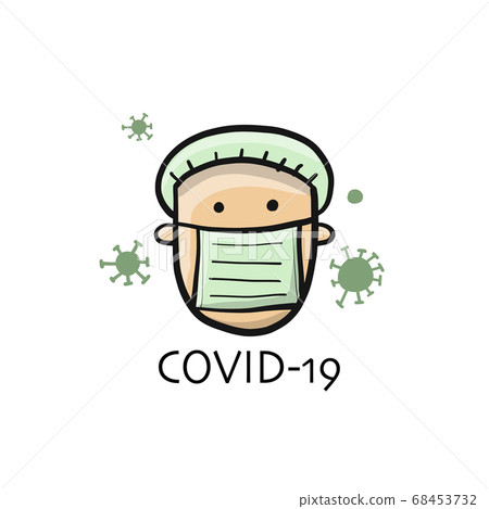 Human wearing face mask, air pollution, contaminated air, world pollution. Prevent coronavirus, disease, flu, gas mask. Human wearing face mask, air pollution, contaminated air, world pollution. Prevent coronavirus, disease, flu, gas mask. 68453732