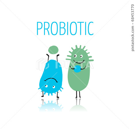 Funny and scary bacteria characters isolated on white. Vector icons of gut and intestinal flora, germs, virus. Funny and scary bacteria characters isolated on white. Vector icons of gut and intestinal flora, germs, virus. 68453770