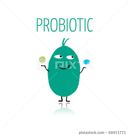 Funny and scary bacteria characters isolated on white. Vector icons of gut and intestinal flora, germs, virus. Funny and scary bacteria characters isolated on white. Vector icons of gut and intestinal flora, germs, virus. 68453771
