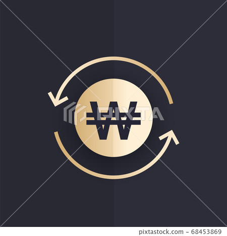 Won exchange vector icon, korean currency Won exchange vector icon, korean currency 68453869