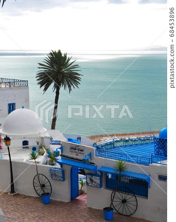 Cafe Sidi Chaban on Sidi Bou Said, a town on the coast of Cartago Cafe Sidi Chaban on Sidi Bou Said, a town on the coast of Cartago 68453896