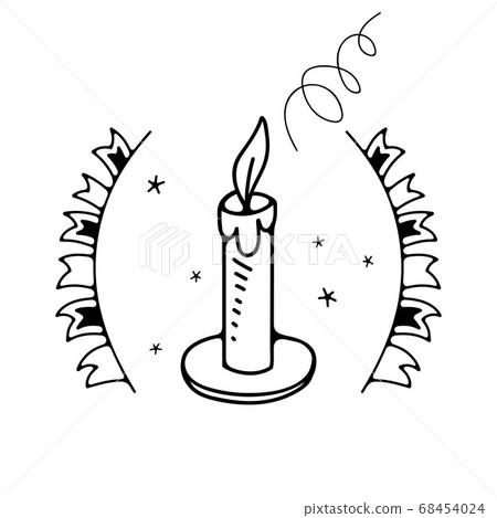Doodle vector illustration with candle. Isolated on white background. Doodle vector illustration with candle. Isolated on white background. 68454024
