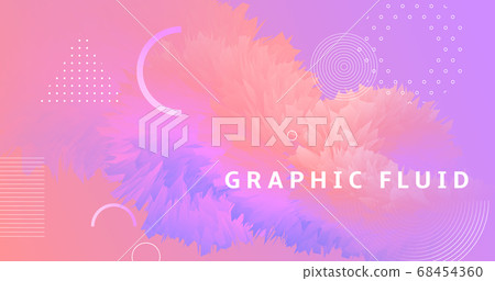 Pink Wave Fluid. 3d Vibrant Background. Color  68454360
