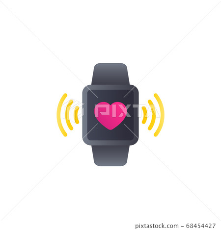 Heart monitor app icon with smart watch Heart monitor app icon with smart watch 68454427