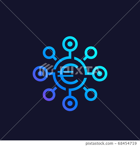 Financial diversification icon with euro Financial diversification icon with euro 68454719