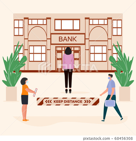 Social distancing People Bank New normal Distance Social distancing People Bank New normal Distance 68456308