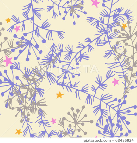 Vector botanical seamless pattern with herbs, Vector botanical seamless pattern with herbs, 68456924