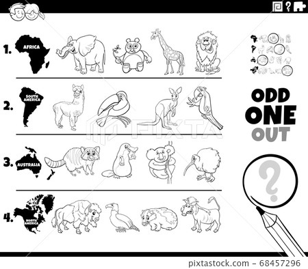 Download Odd One Out Animal Picture Game Coloring Book Page Stock Illustration 68457296 Pixta