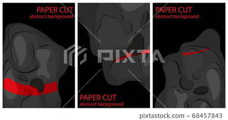 Three banners set with 3D abstract background and paper cut shapes layout for business presentations 68457843