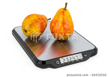Kitchen Scales with Pears. 3D rendering 68458508