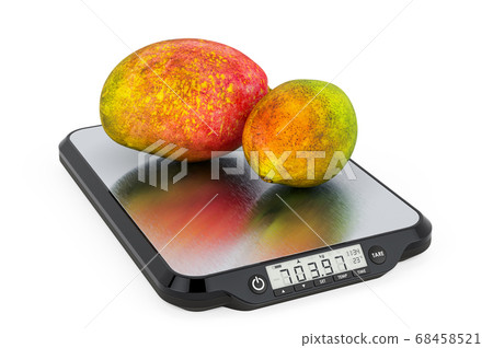 Kitchen Scales with Mango. 3D rendering 68458521