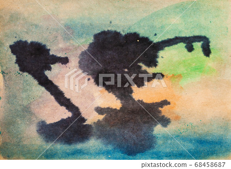 abstract watercolor painting with black blots 68458687