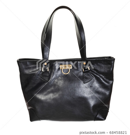 handcrafted black shopper bag with clasp isolated handcrafted black shopper bag with clasp isolated 68458821