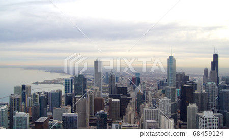 CHICAGO, ILLINOIS, UNITED STATES - DEC 11th, 2015: View from John Hancock tower fourth highest building in Chicago 68459124