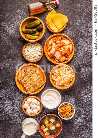 Fermented food, probiotics, top view 68459398