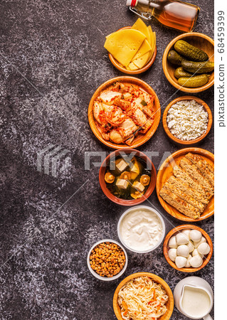 Fermented food, probiotics, top view Fermented food, probiotics, top view 68459399