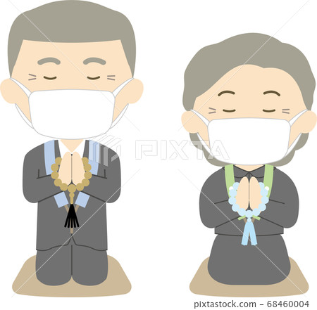 Senior men and women formal dress seiza ceremony chapter rosary mask 68460004