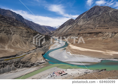 Confluence of the Indus and Zanskar River in Leh, Ladakh region, India Confluence of the Indus and Zanskar River in Leh, Ladakh region, India 68460099