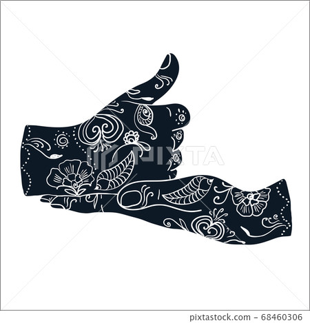 Shiva Linga Mudra with mehendi pattern Shiva Linga Mudra with mehendi pattern 68460306